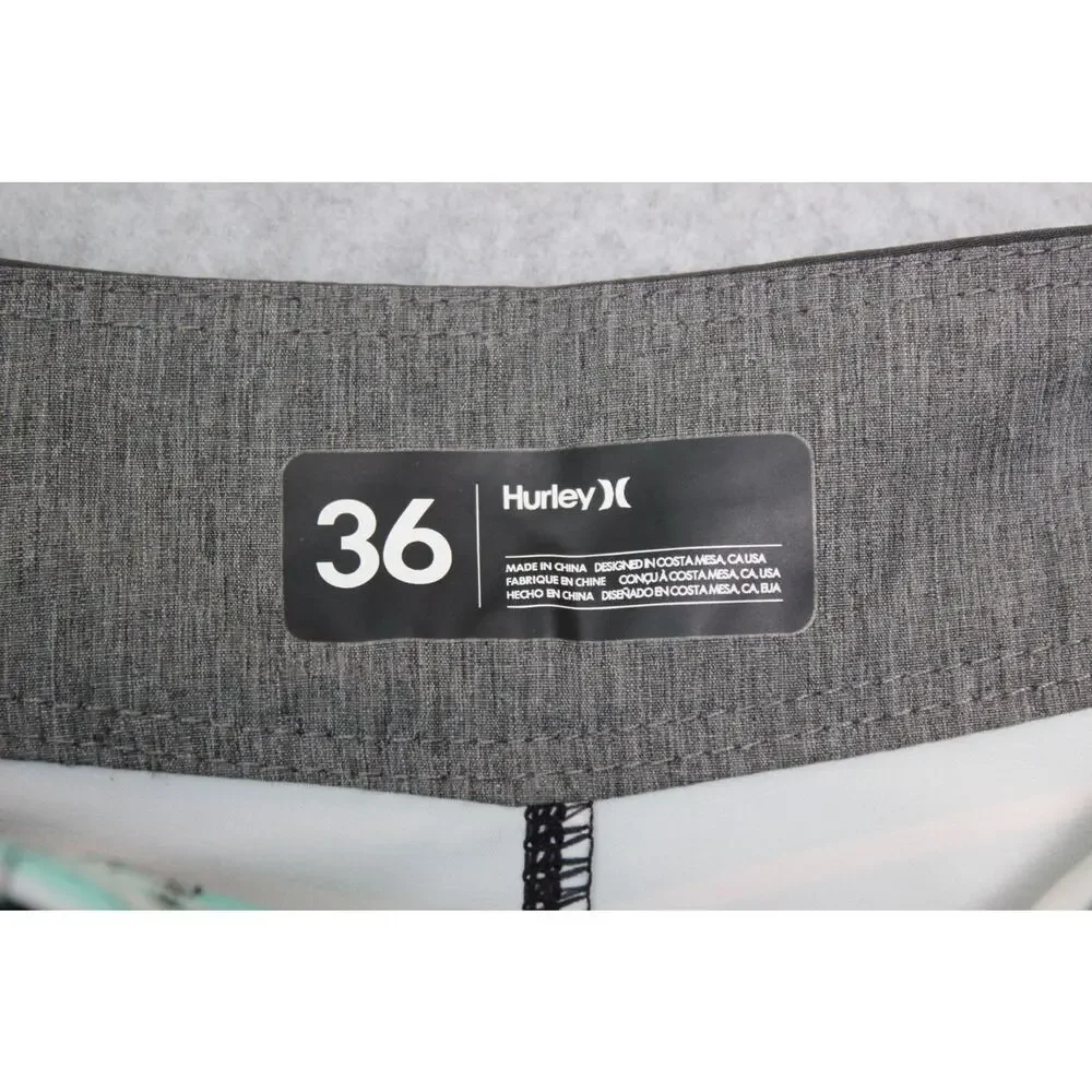 Hurley Phantom Board Shorts No‎ Inner Lining Blue Green Striped Men's Size 36